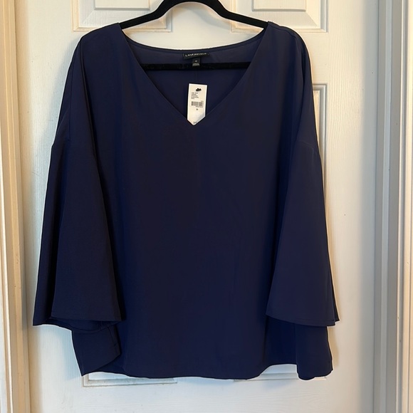 NWT Lane Bryant navy v neck drop shoulder blouse top size 20 - Picture 1 of 5